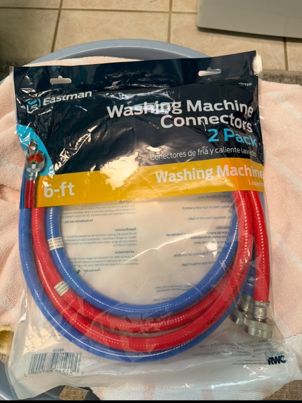 Eastman 2-Pack Washing Machine Connectors 6-ft - Red & Blue
